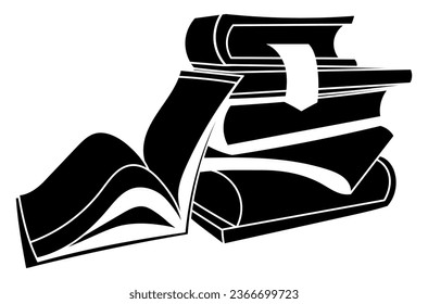 Stack of books silhouette vector illustration. Isolated on white background