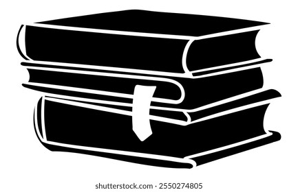 Pilha de livros de ilustração de vetor de silhueta. Isolado sobre fundo branco