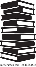 Pilha de livros em ilustração simples em preto e branco representando educação conhecimento aprendizagem e leitura literatura