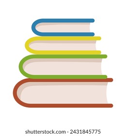 Stack of books simple flat vector illustration. Hardback books with colorful covers.