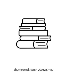 Stack of books, simple linear icon on white background. Logo for bookstore, day of knowledge, day of book lover. Education, school, library. Vector illustration