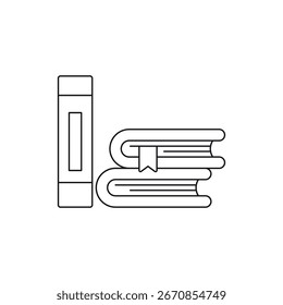 Stack of books and a single book standing up