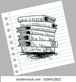 Stack of books sketch