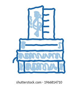 stack of books sketch icon vector. Hand drawn blue doodle line art stack of books sign. isolated symbol illustration