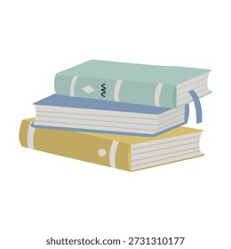 Pilha de livros em cores pastel suaves escandinavas. Ilustração nórdica mínima para leitura, educação, temas de biblioteca em casa, papelaria, cartazes e design de estilo de vida moderno.