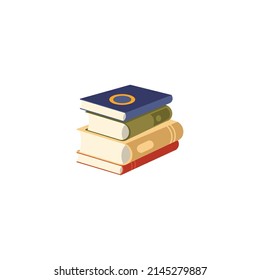 Stack of books or student textbooks, flat vector illustration isolated on white background. Books symbol for library and education, back to school theme.
