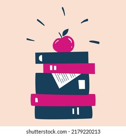 stack of books for study. library concept