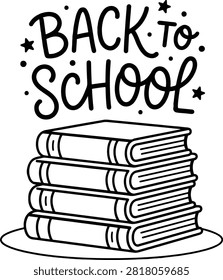Stack of books with text. Education and learning concept. Study and knowledge symbol. School year start.