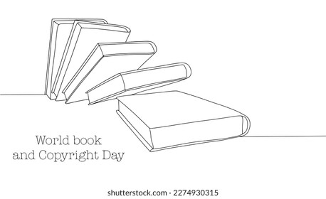 A stack of books in a turn. dynamic composition. One line drawing. Illustration for different uses. World Book Day. Vector illustration