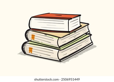 Stapel von Büchern Universitätsbibliothek Bildung Element handgezeichnete Doodle-Stil, Vektorgrafik