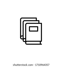 Stack of books  vector icon in linear, outline icon isolated on white background