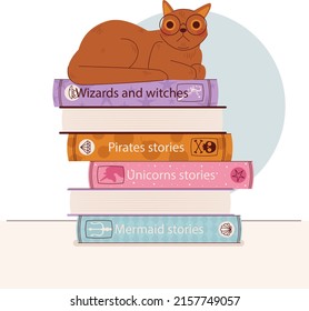 Stack of books. Vector illustration.