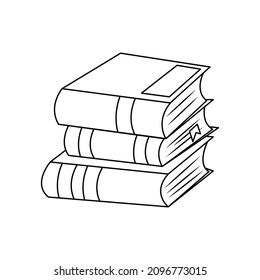 Stack of books vector illustration cartoon isolated on white background. Cute books vector cartoon.