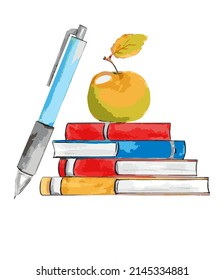 Stack of books vector illustration in flat style. The concept of learning.