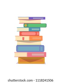 stack of books vector illustration isolated on white background, flat style