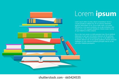 Stack of books vector illustration. Pile of books isolated from background. Stack of colored books icon. Web site page and mobile app design vector element.