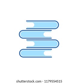 A stack of books. Vector linear icon in blue colors.
