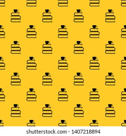 Stack of books and white cup pattern seamless vector repeat geometric yellow for any design