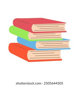 Ein Stapel Bücher. Weltrekordtag. Literatur, Bildungskonzept. Vektorgrafik einzeln auf weißem Hintergrund.