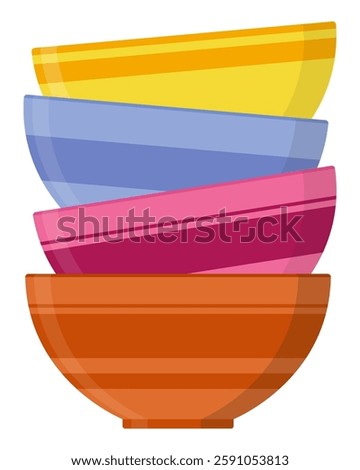 Stack of bowls flat icon isolated on white background.