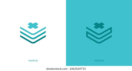 Stack or Box Medical Logo Design, Icon, Symbol, Vector, Design Template.