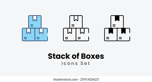 Stack of Boxes icons vector set stock illustration.