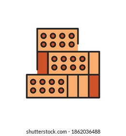 Stack brick color line icon. Pictogram for web page, mobile app, promo.