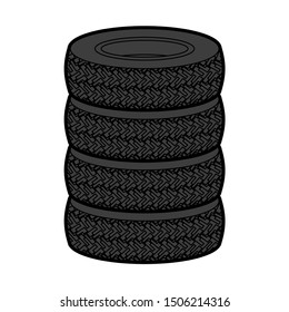 Stack of car tires isolated. vector illustration