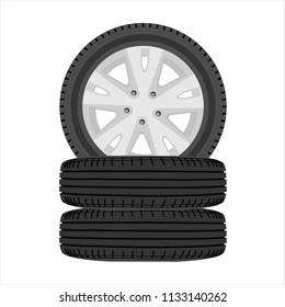 Stack Car Tires Car Wheel Set Stock Vector (Royalty Free) 1133140262 ...