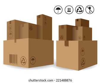 Stack of Cardboard Bexes and Icon Symbol Vector