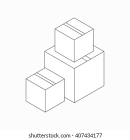 Stack Of Cardboard Boxes Icon, Isometric 3d Style