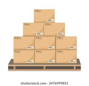 Apilar cajas de cartón en palet de madera