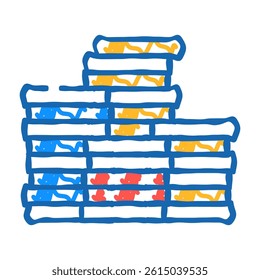 stack cash bank coin doodle icon sketch vector. stack cash bank coin sign. isolated symbol illustration