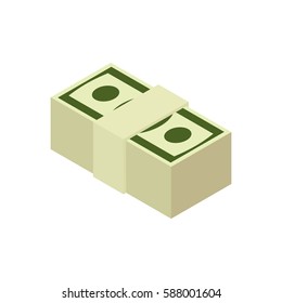 Stack of cash isolated. pile of money. pack of dollars on white background
