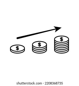 Pila de dinero o dinero en efectivo línea de caja icono vectorial de arte para aplicaciones y sitios web de finanzas