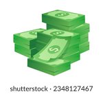 Stack of cash money symbol with Dollar sign. Money Cash isometric illustration. Cash, payment and financial item.