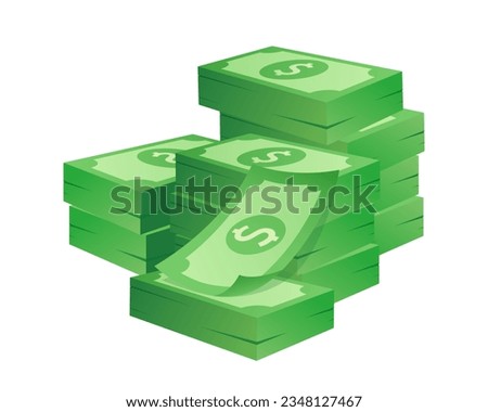 Stack of cash money symbol with Dollar sign. Money Cash isometric illustration. Cash, payment and financial item.