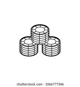 stack of chips in the casino icon. Element of casino for mobile concept and web apps. Thin line  icon for website design and development, app development. Premium icon
