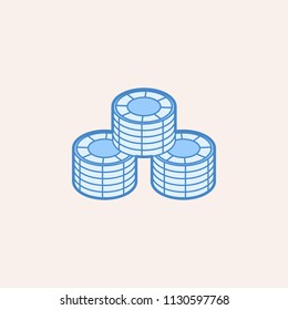 stack of chips in the casino icon. Element of casino icon for mobile concept and web apps. Field outline stack of chips in the casino icon can be used for web and mobile on colored background