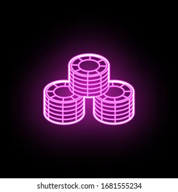 Stack of chips in the casino neon icon. Simple thin line, outline vector of casino icons for ui and ux, website or mobile application