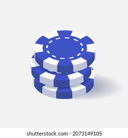 Stack of chips. Casino chips. Vector 3d illustration isolated on white background.