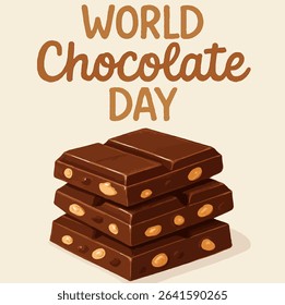 Stack of chocolate bars in flat vector style for World Chocolate Day. Perfect for posters, branding, and holiday content.