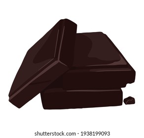 Stack of chocolate bars. Single hand drawn vector stock illustration. Colored realistic style clipart, isolated on white. Volumetric drawing for candy shop, menu decor, design, sticker, wrap, logo.