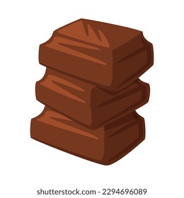 Stack of chocolate pieces. Tasty sweet dessert, ingredient for natural food products cartoon vector illustration