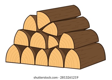Stack Of Chopped Brown Firewood Logs Isolated