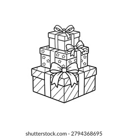 Stack of christmas presents icon isolated on transparent background.