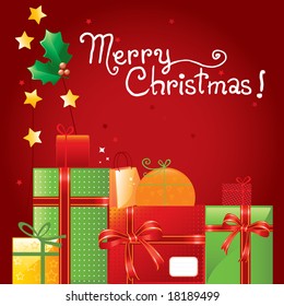 Merry Christmas Background Christmas Composition Gift Stock Vector ...