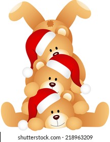 Stack Of Christmas Teddy Bears 