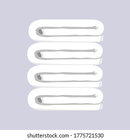 Stack of clean white towels isolated on white. Vector illustration.