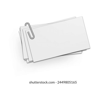 Stack Of Clear Business Cards With Paper Clips Isolated On White Background. EPS10 Vector